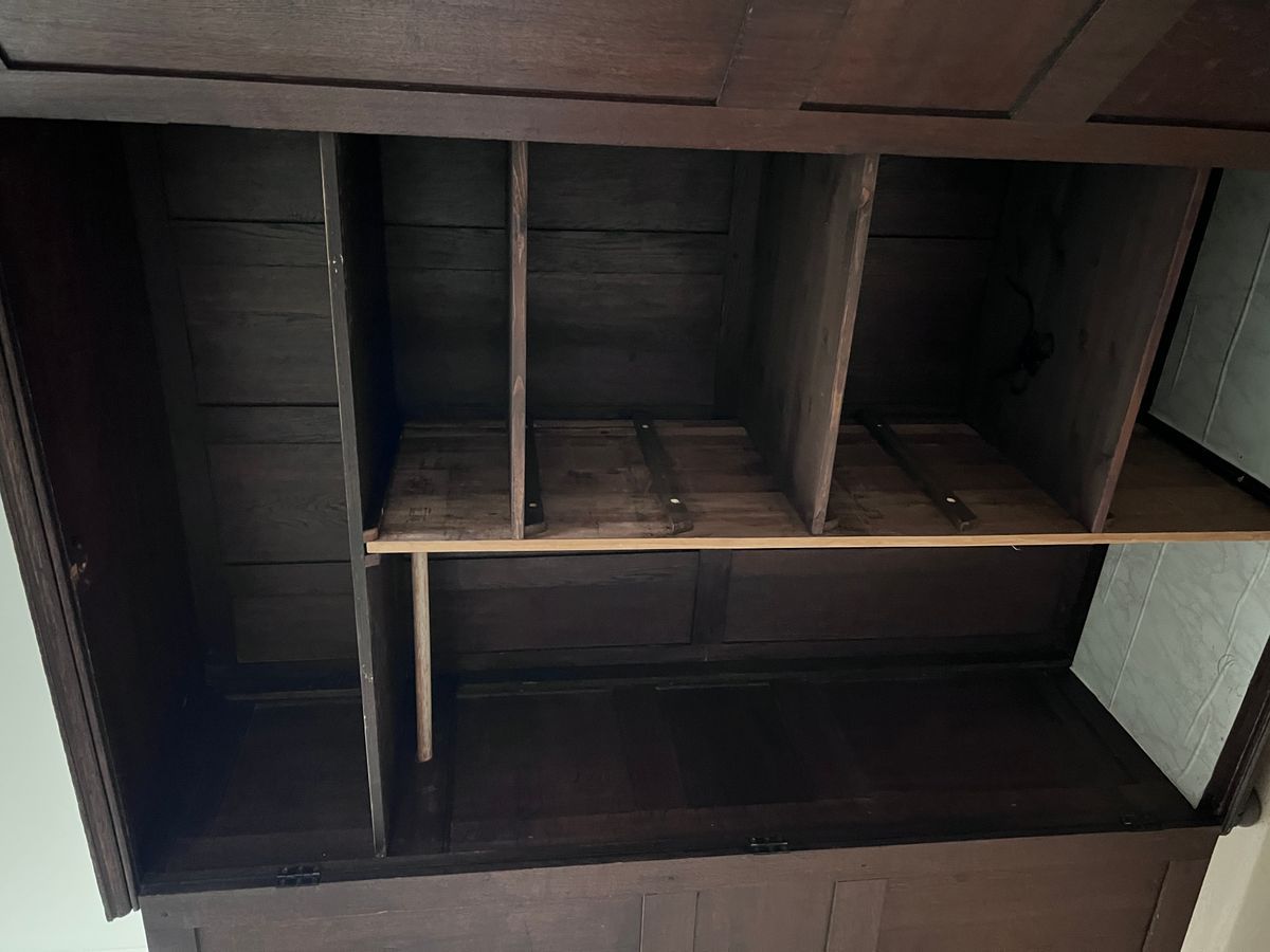 Antiek Engels Eiken Kledingkast/ Hang/ Leg Kast, image 10