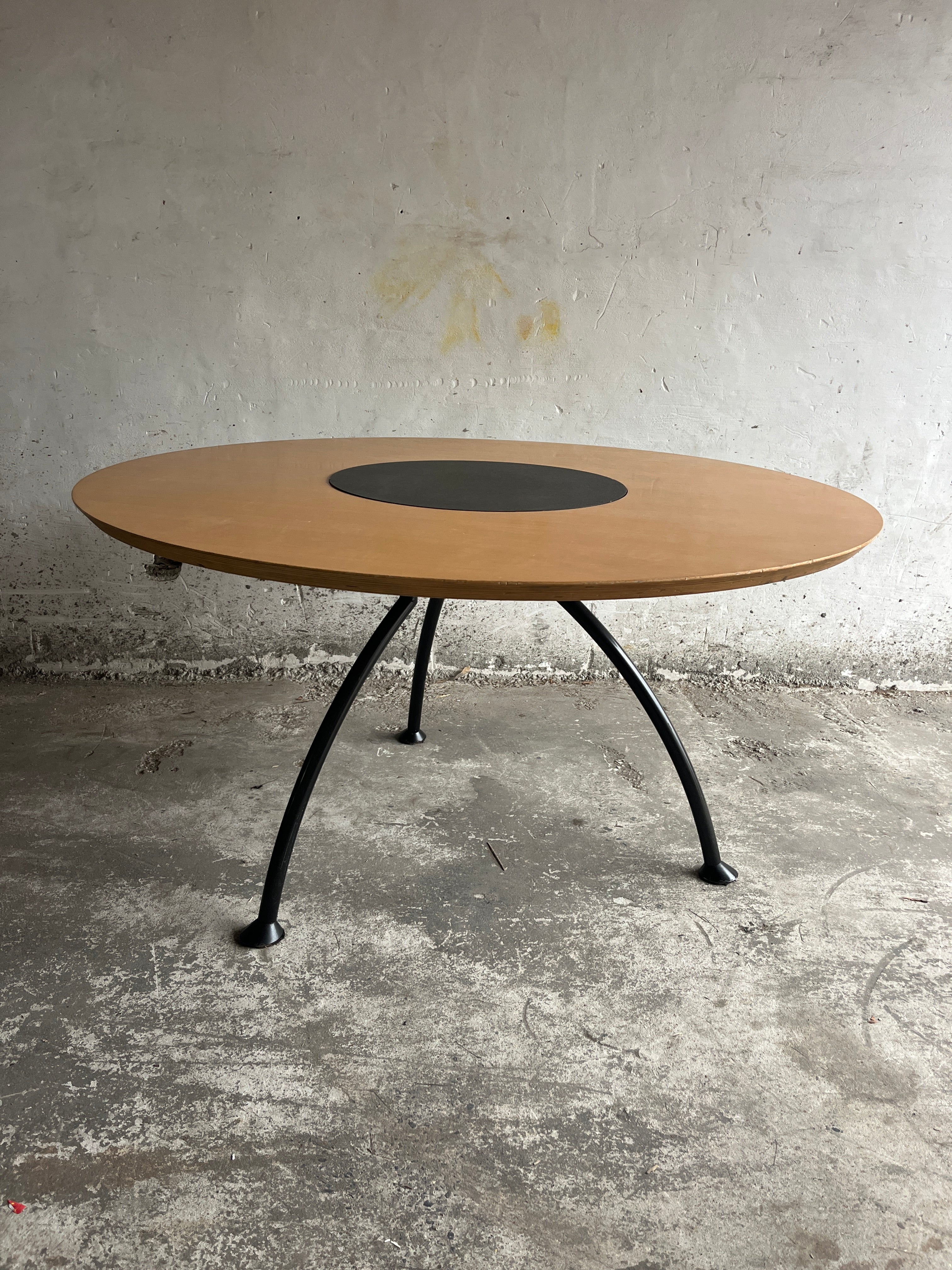 Round Dining Table With Rotating Black Center Disc image 2
