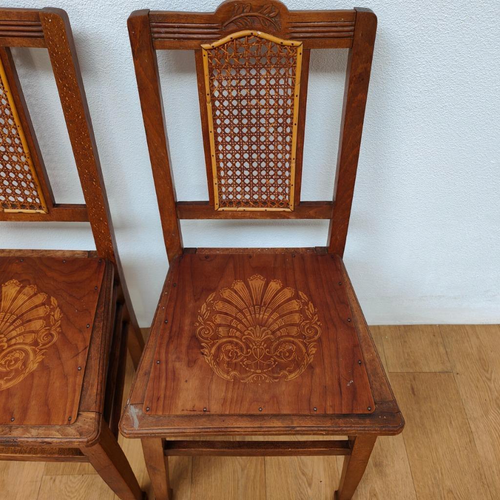 Vintage Houten Café Stoelen, Bistrostoelen, Eetkamerstoelen Set Prijs image 10