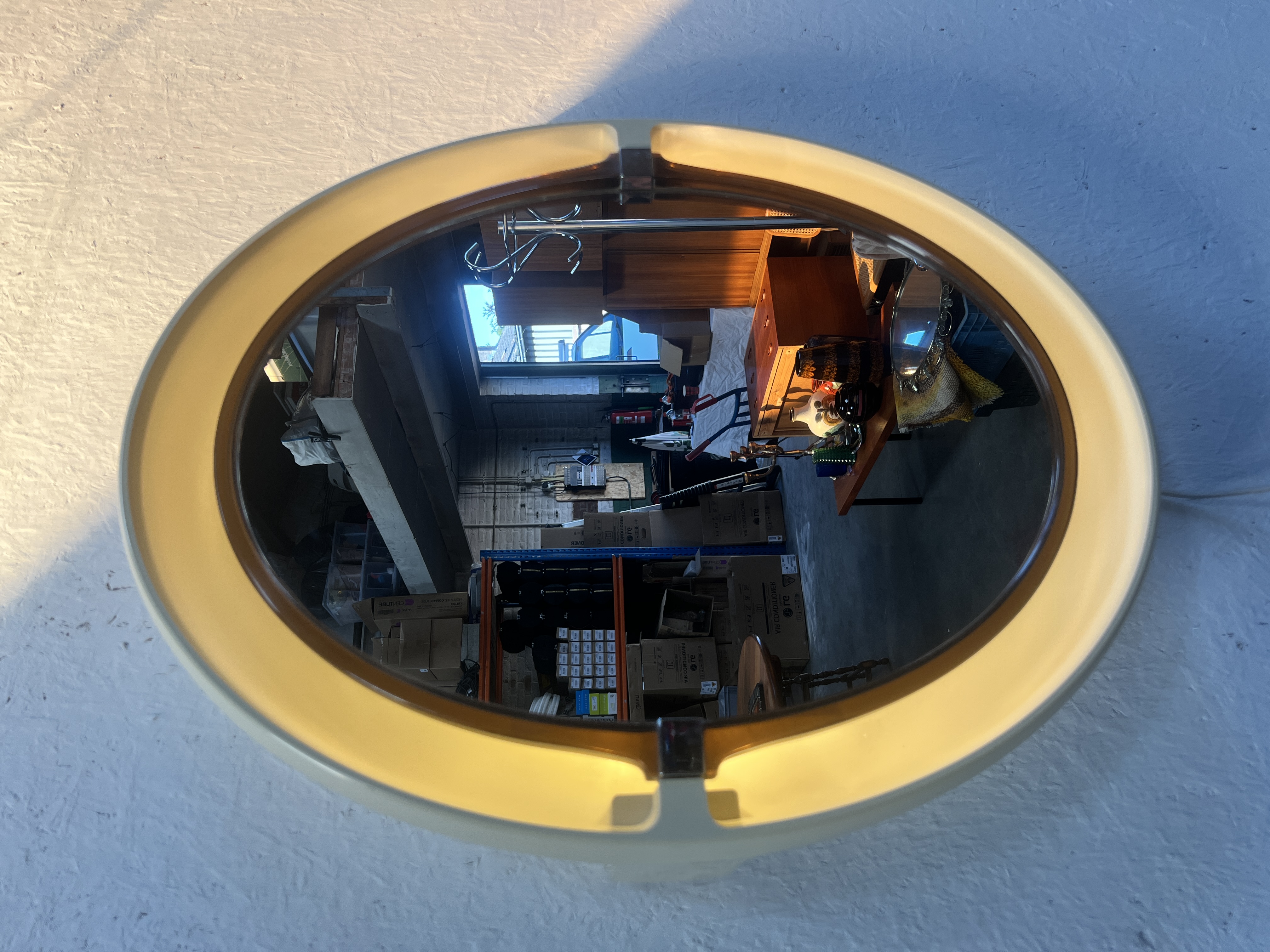 Vintage Ovale Spiegel Met Verlichting, Allibert, 1970's image 3
