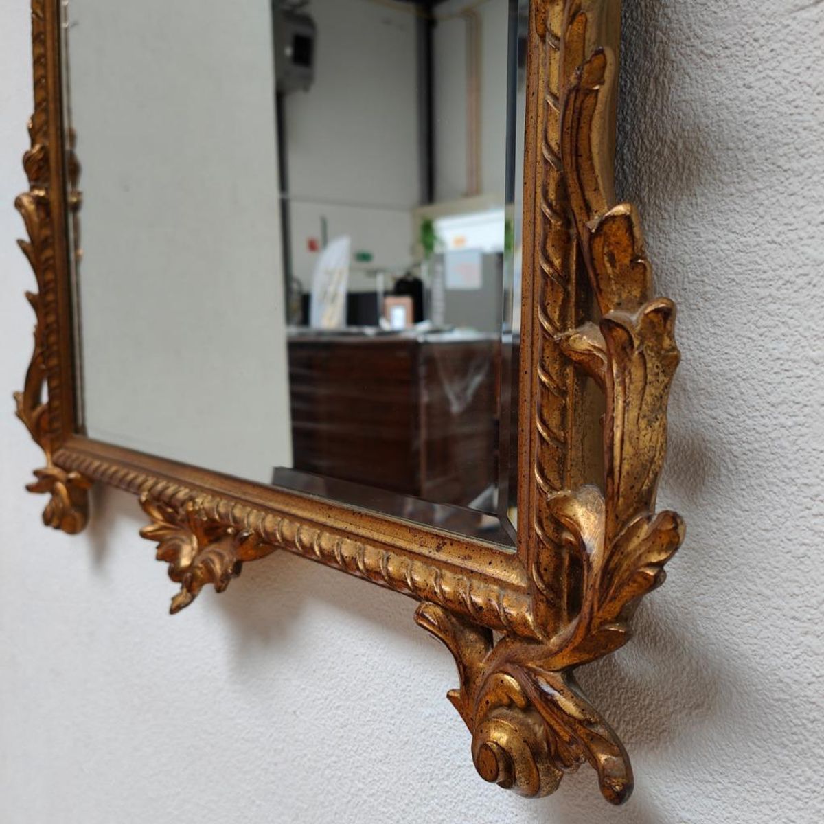 Vintage Gouden Barok Rococo Spiegel Schouwspiegel. Facet Geslepen image 9
