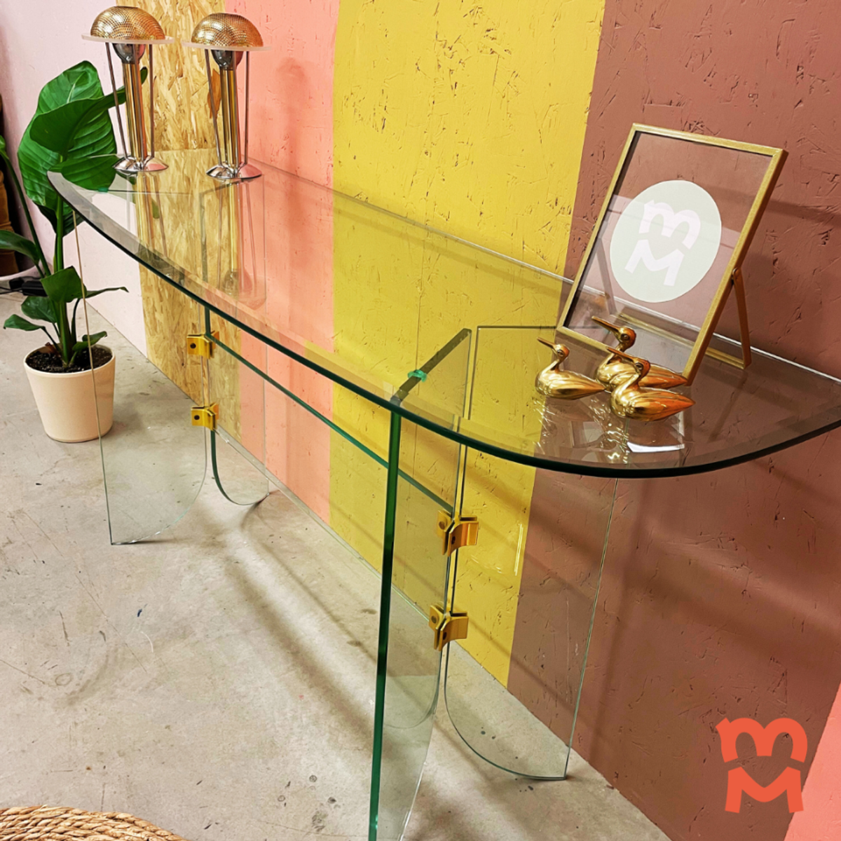 Vintage Glazen Sidetable Met Facet Geslepen Randen image 6