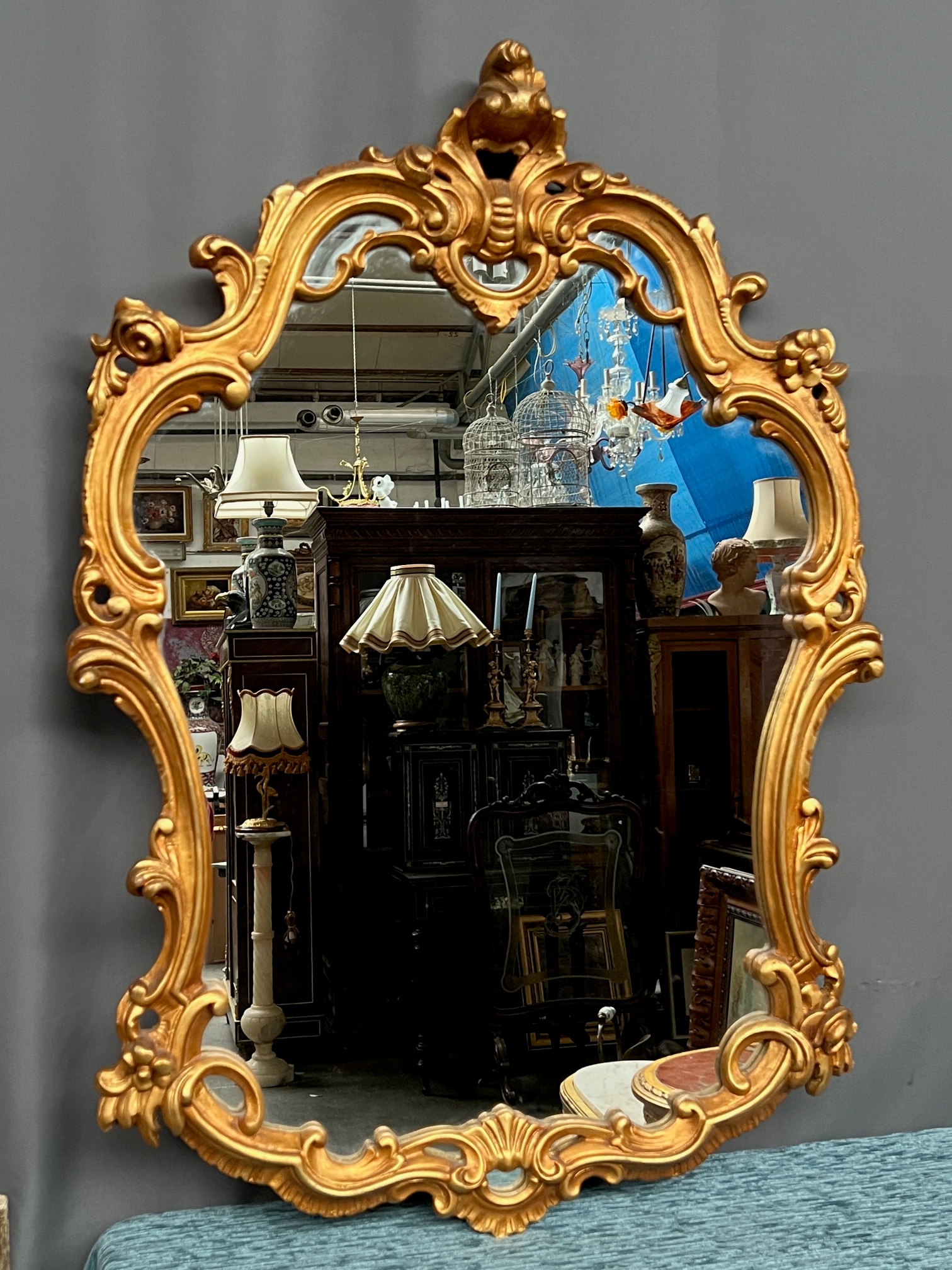 Vergulde Spiegel. Hout. image 3