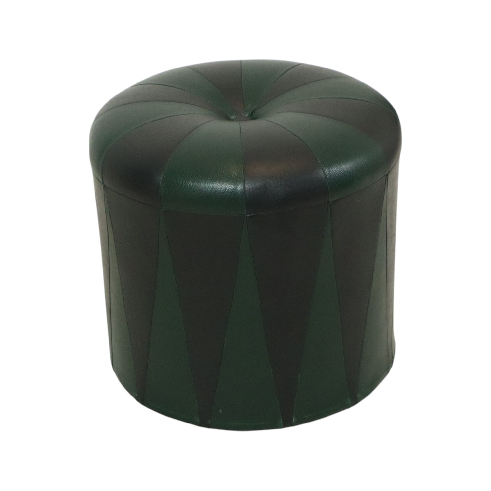 Ronde Vintage Groene Zwarte Poef Tweekleurig Skai Sixties image 3