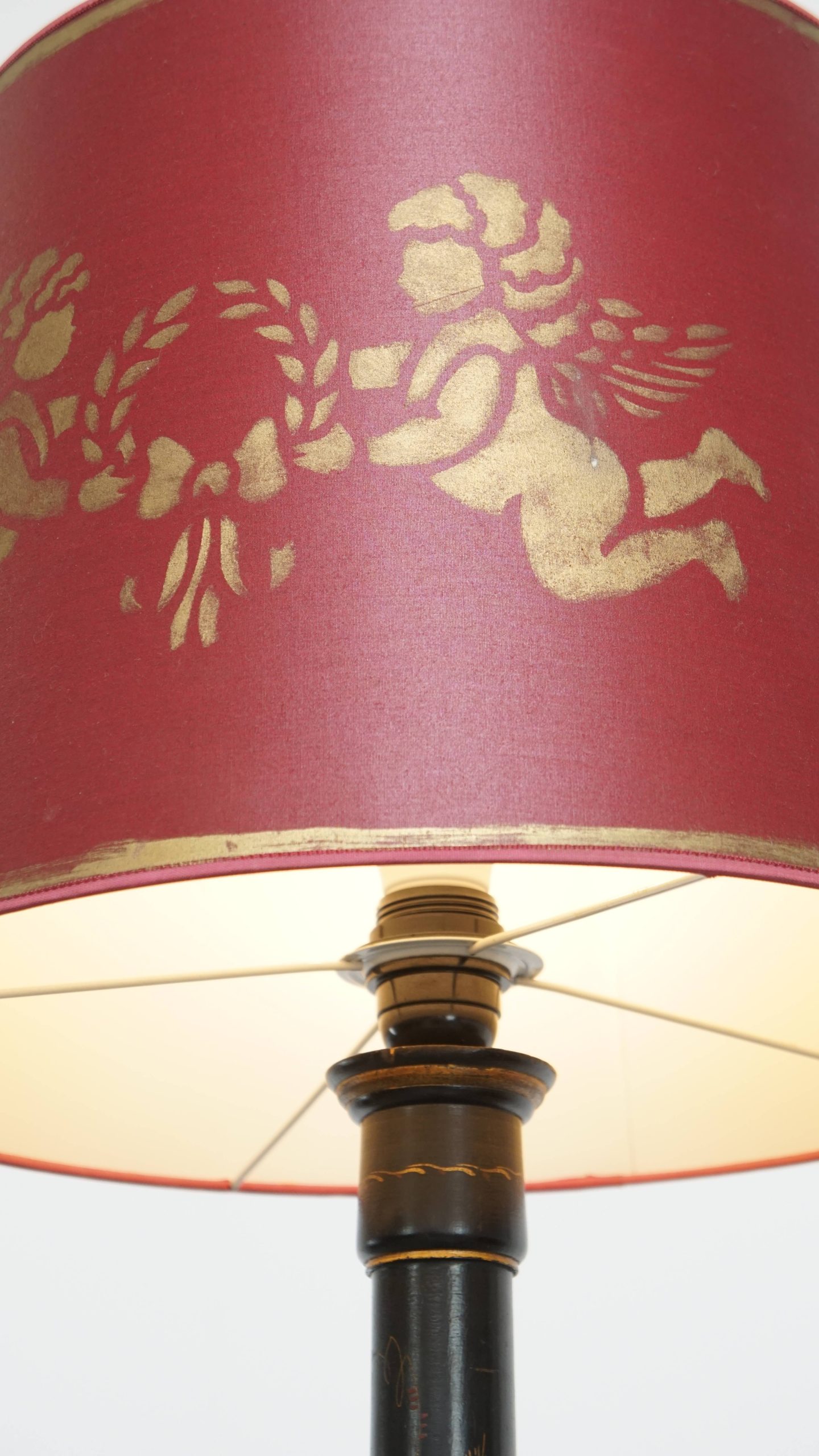 Prachtige Antieke Engelse Staande Lamp Uit Begin 1900 In Japanse Stijl Met Uniek Schilder Werk image 4