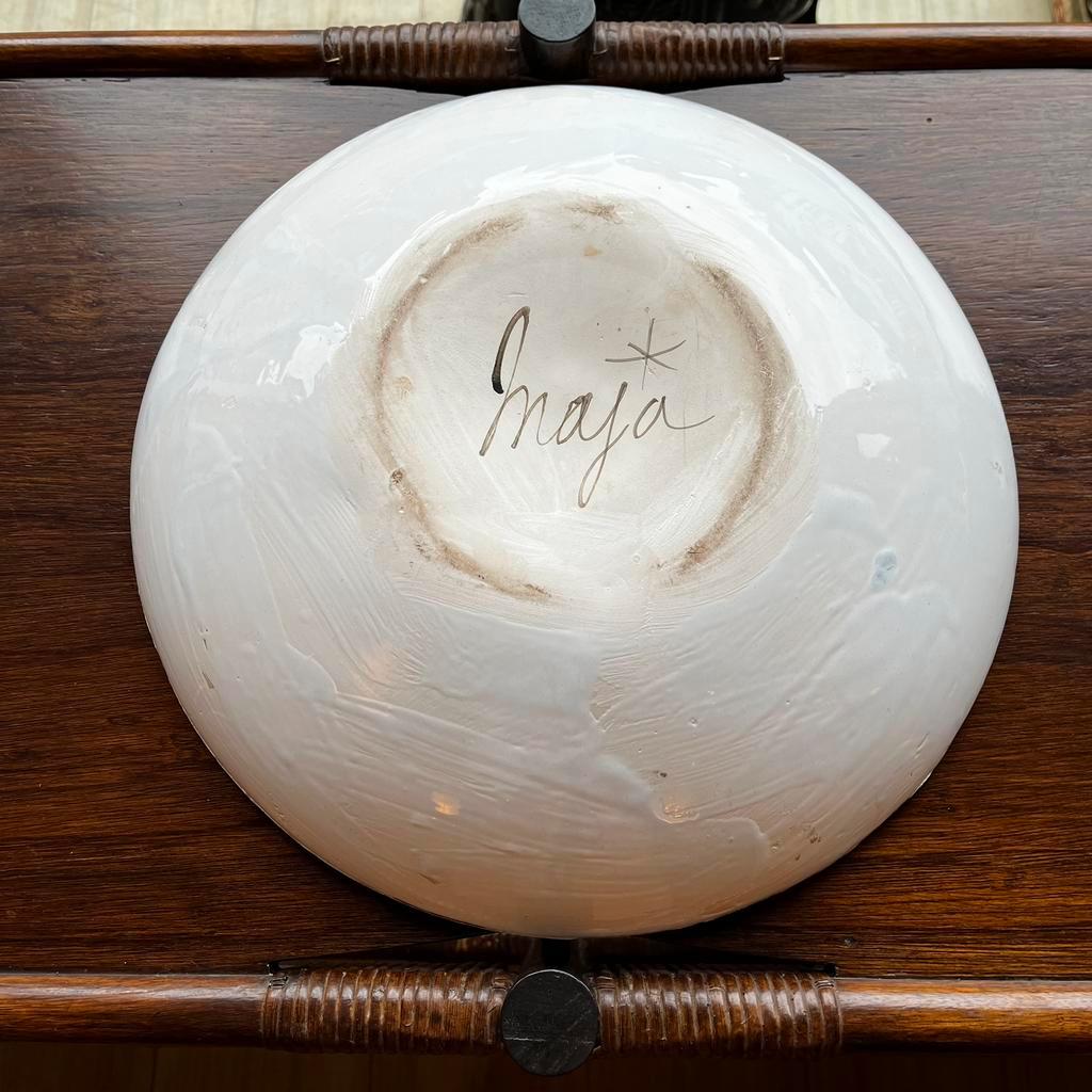 Handmade Gesigneerde Keramiek Schaal Pauw Vintage image 11