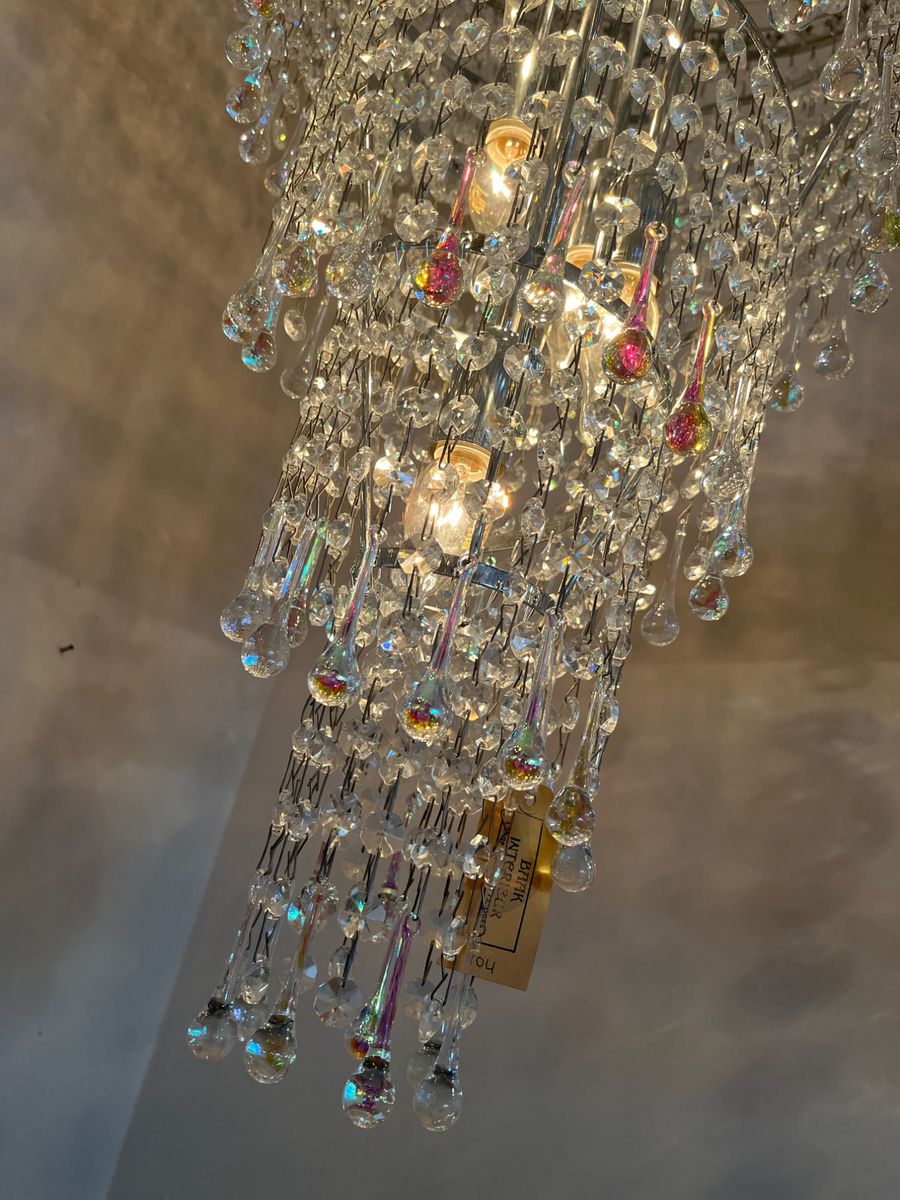 Xxl Vintage Opaline Teardrop Kroonluchter Pegels Kristal Hanglamp image 10