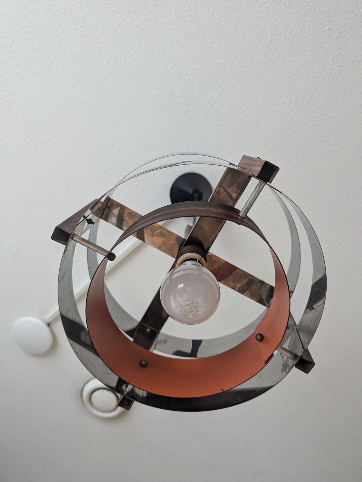 Space Age Hangende Lamp Chroom Oranje image 8