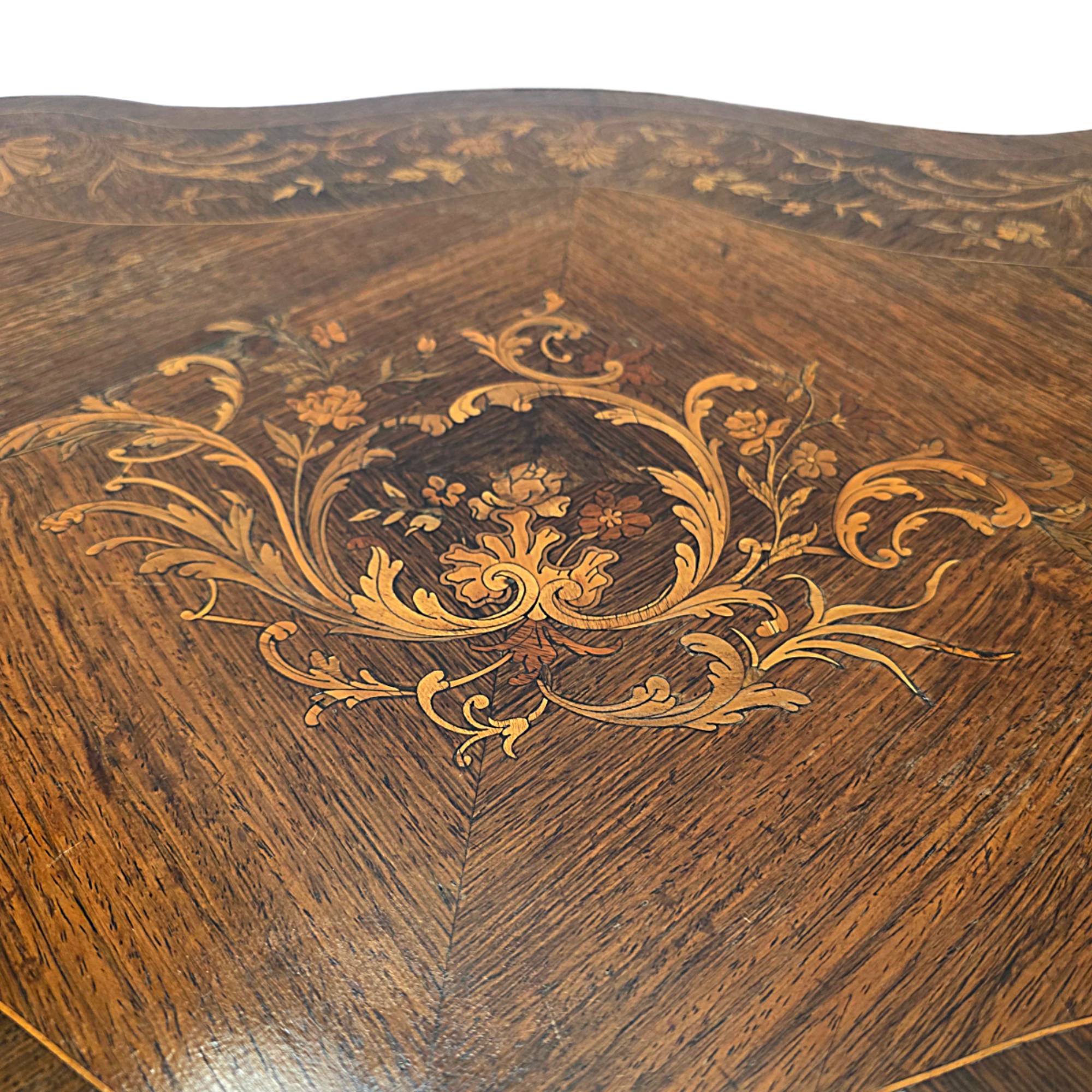 Antiek Franse Louis Xv Stijl Tafel Met Lade, Eind 19e Eeuw image 9
