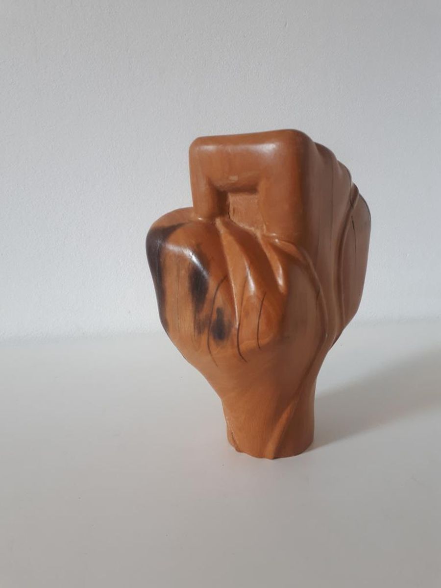 Reliving Vintage Houten Beeld Vuist Hand Beeldje Houtsnijwerk image 5