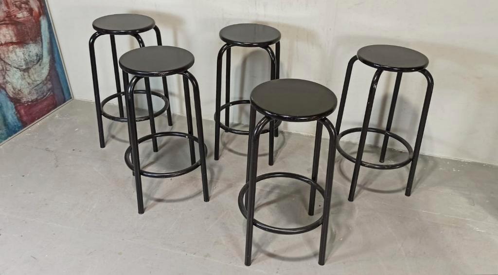 5 X Vintage Barkruk, Zwart, P/p/s image 12