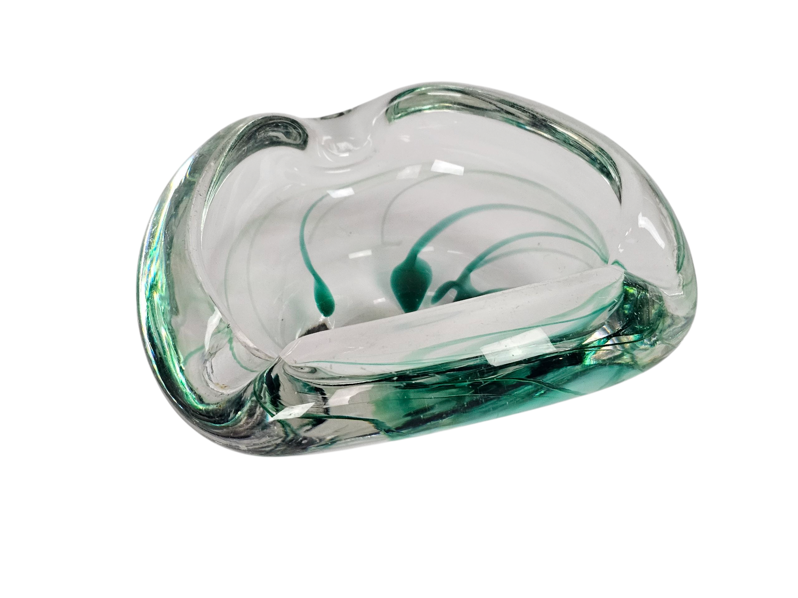 Kristalunie Maastricht - Max Verboeket - Geslingerde Kleuren Van Helder Glas Met Groen - 60's image 2