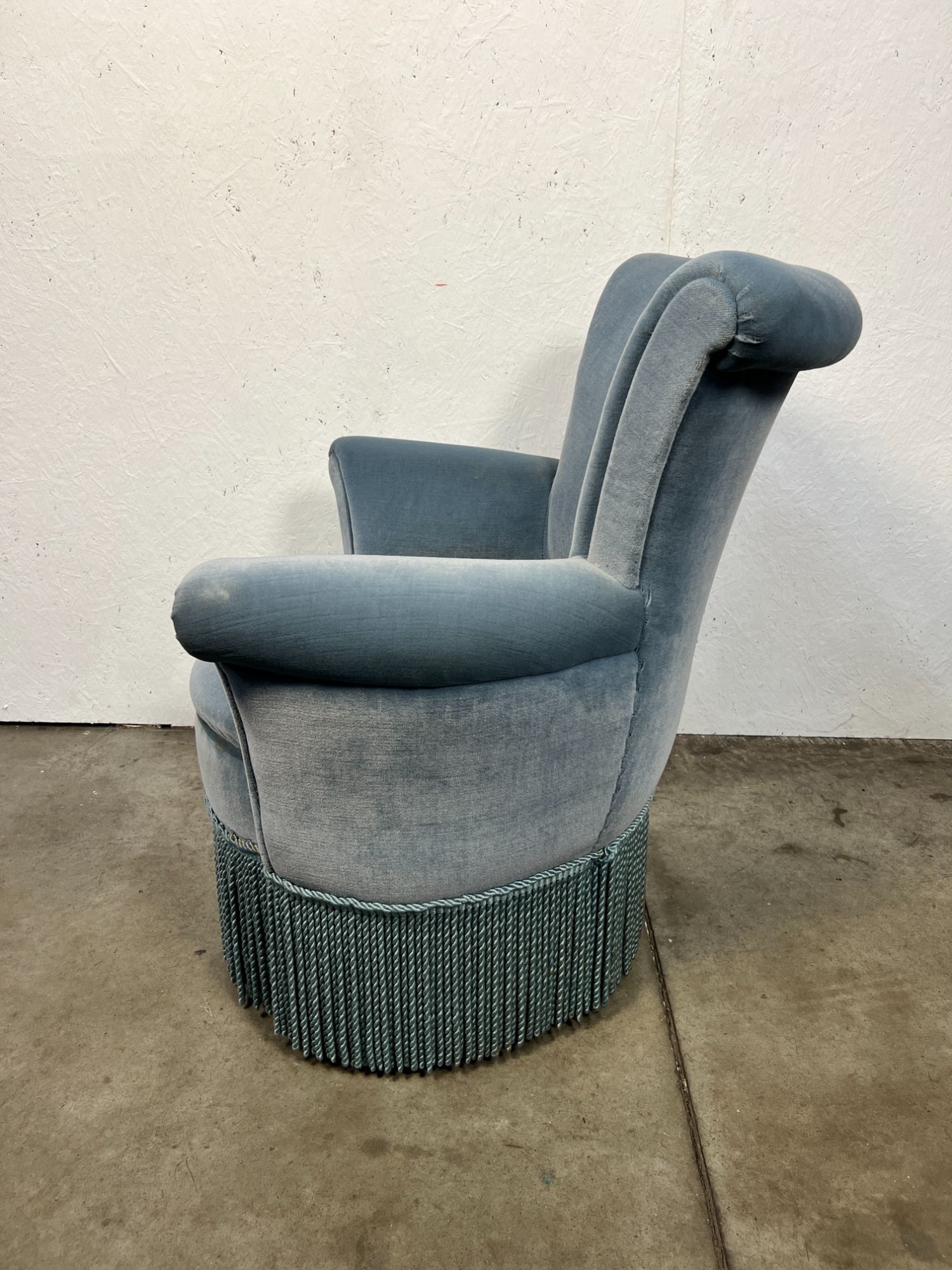 Vintage Cocktailstoel, Frankrijk 1960's, Blauw Velours image 8