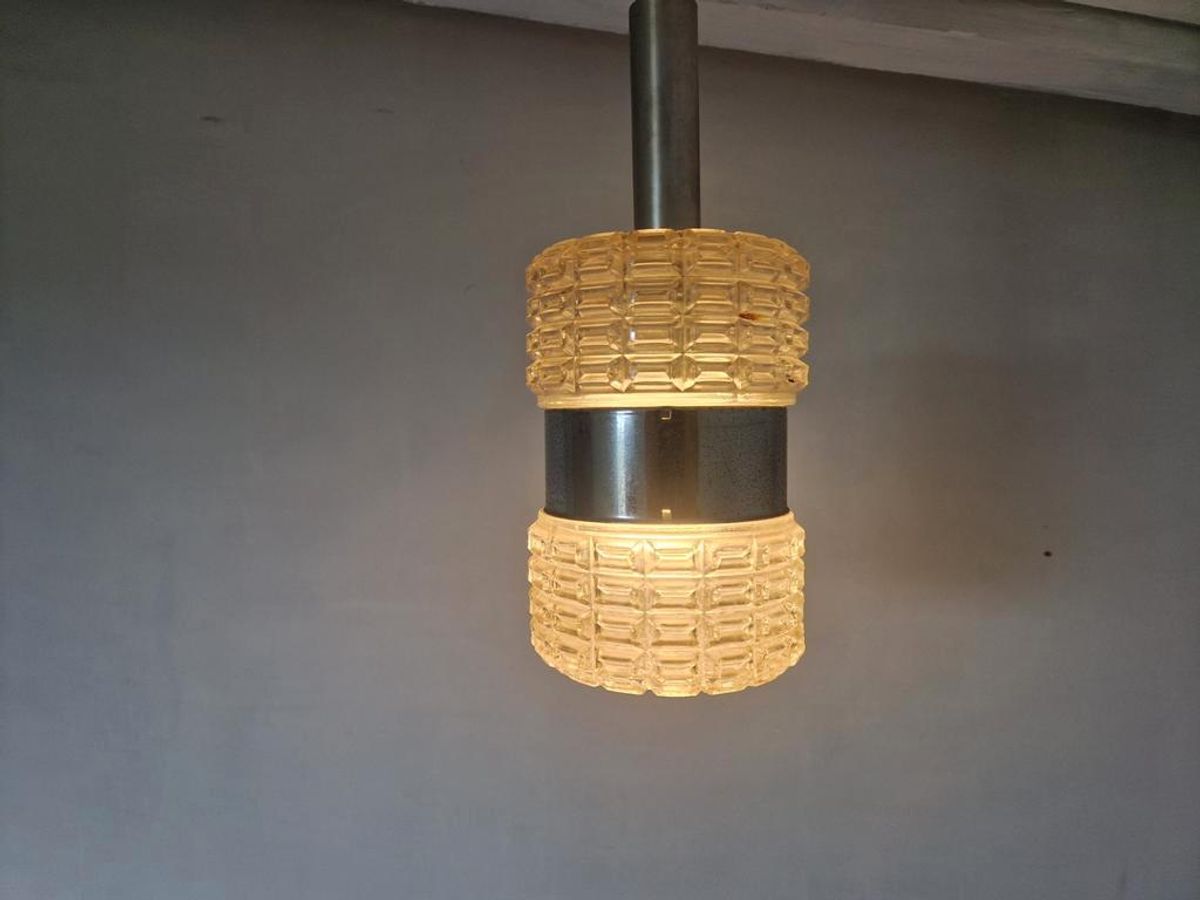 Vintage Space Age Hanglamp Glas En Chroom Design image 3