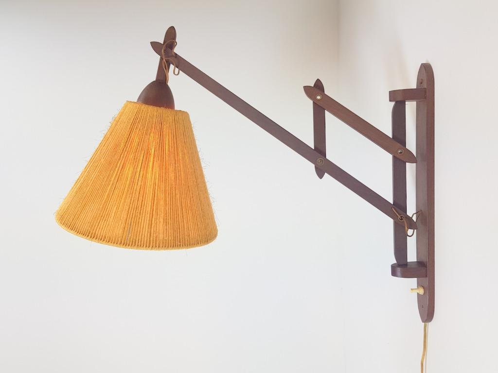 Vintage Fog & Mørup Teak Wandlamp Schaarlamp Rope 60 Denmark image 2