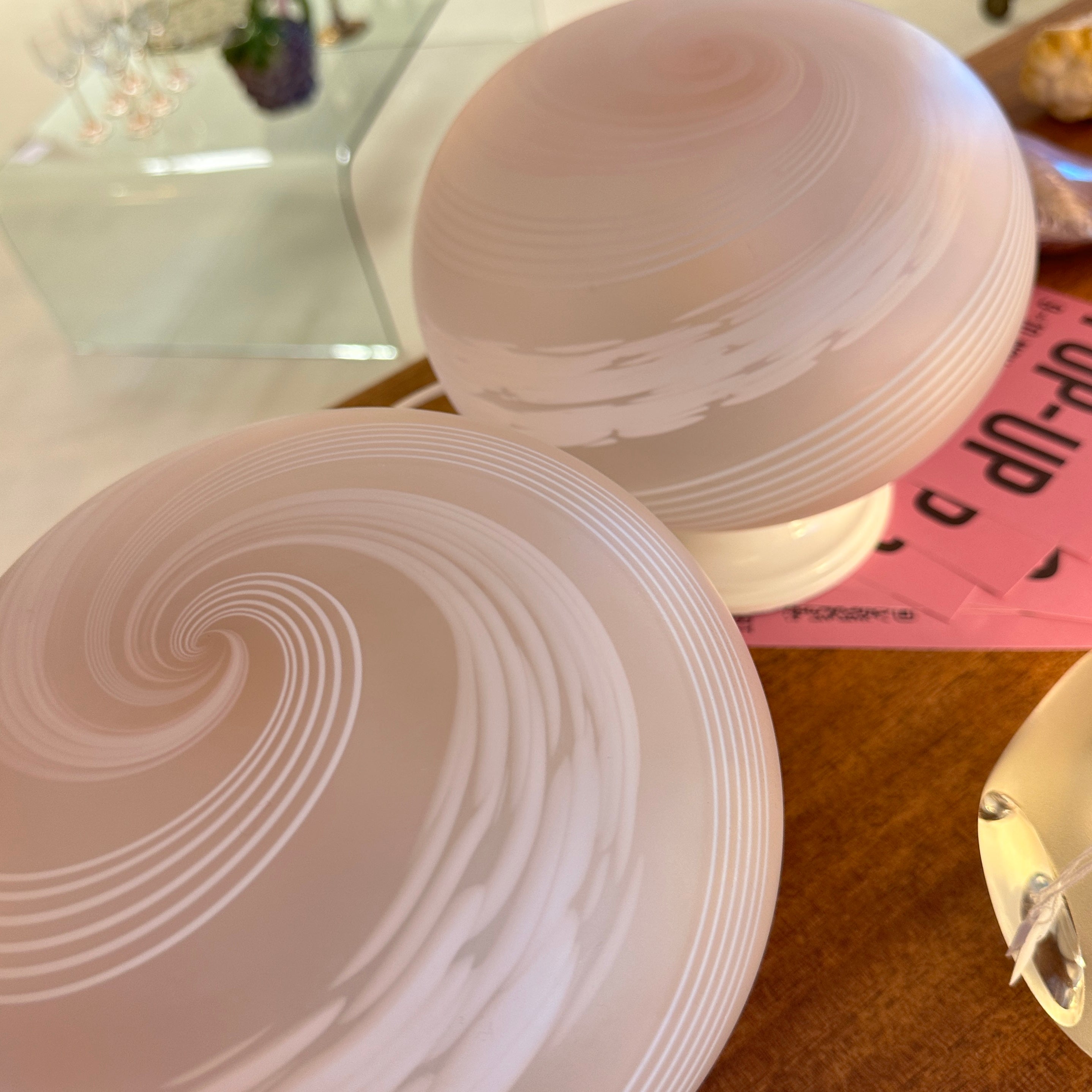 Set Of Pink Swirly Murano Glass Table Lights image 7