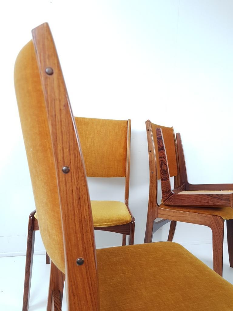 Vintage Deense Stoelen Okergeel Velours Dining Chairs Danish image 14
