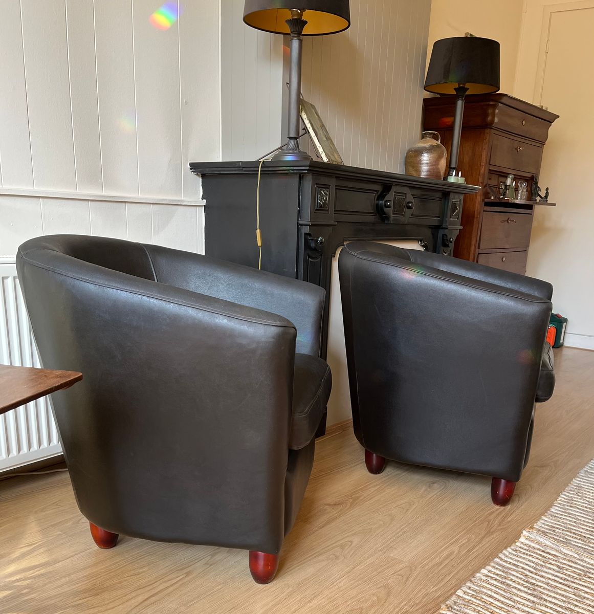 2 Leren Kuipstoelen : Donkerbruin Leer image 3