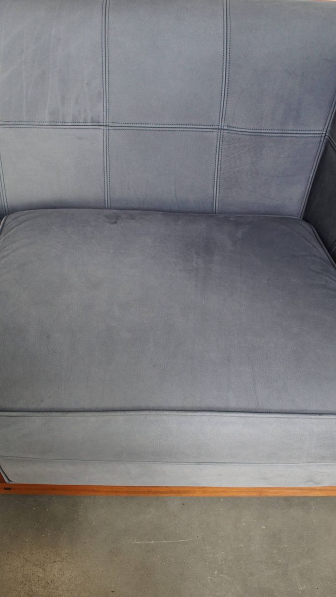 Leuke Schuitema Art Deco Design Bank Met Mooie Blauwe Nubuck Lederen Bekleding image 6