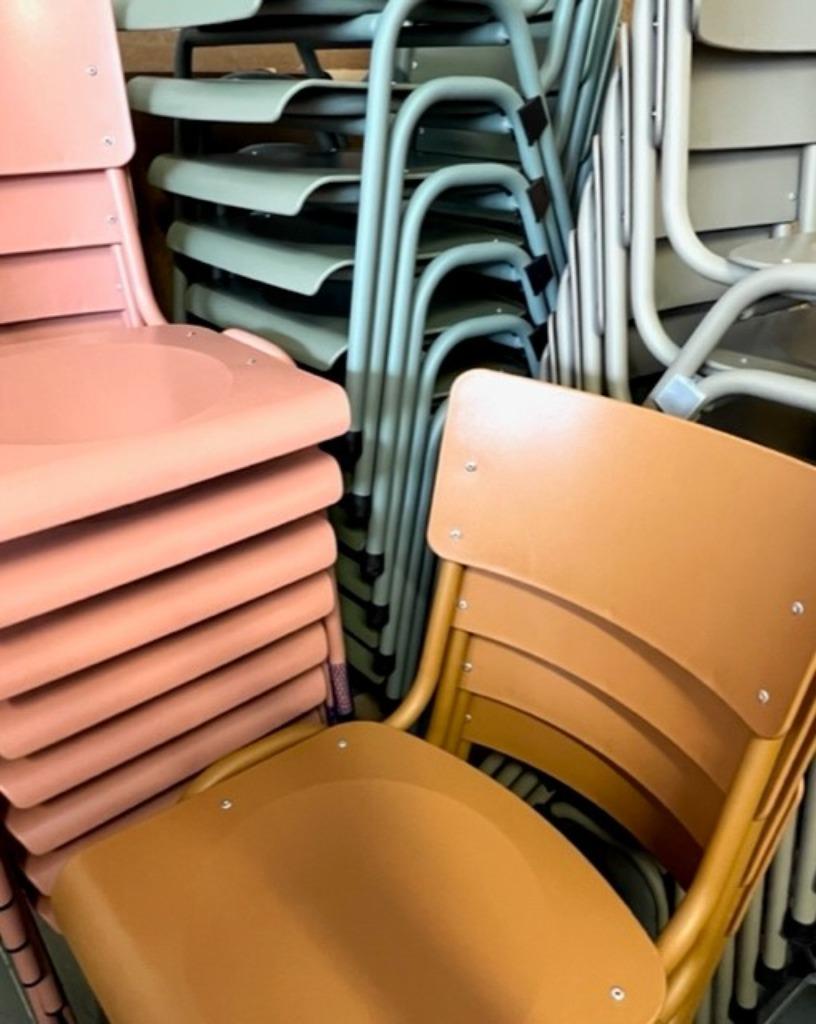 Retro Eetkamerstoelen Nieuw Taupe Roze Cognac Prijs P/S image 2