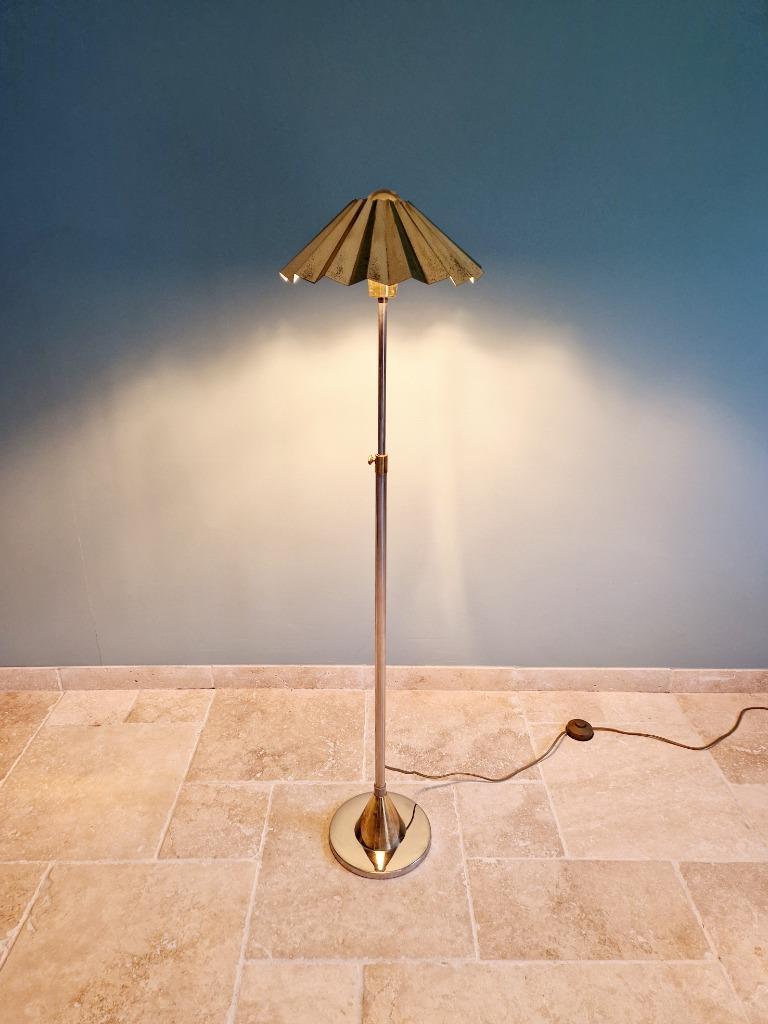 Lampe Sur Pied En Métal Chromé Et Laiton, 1970 image 11