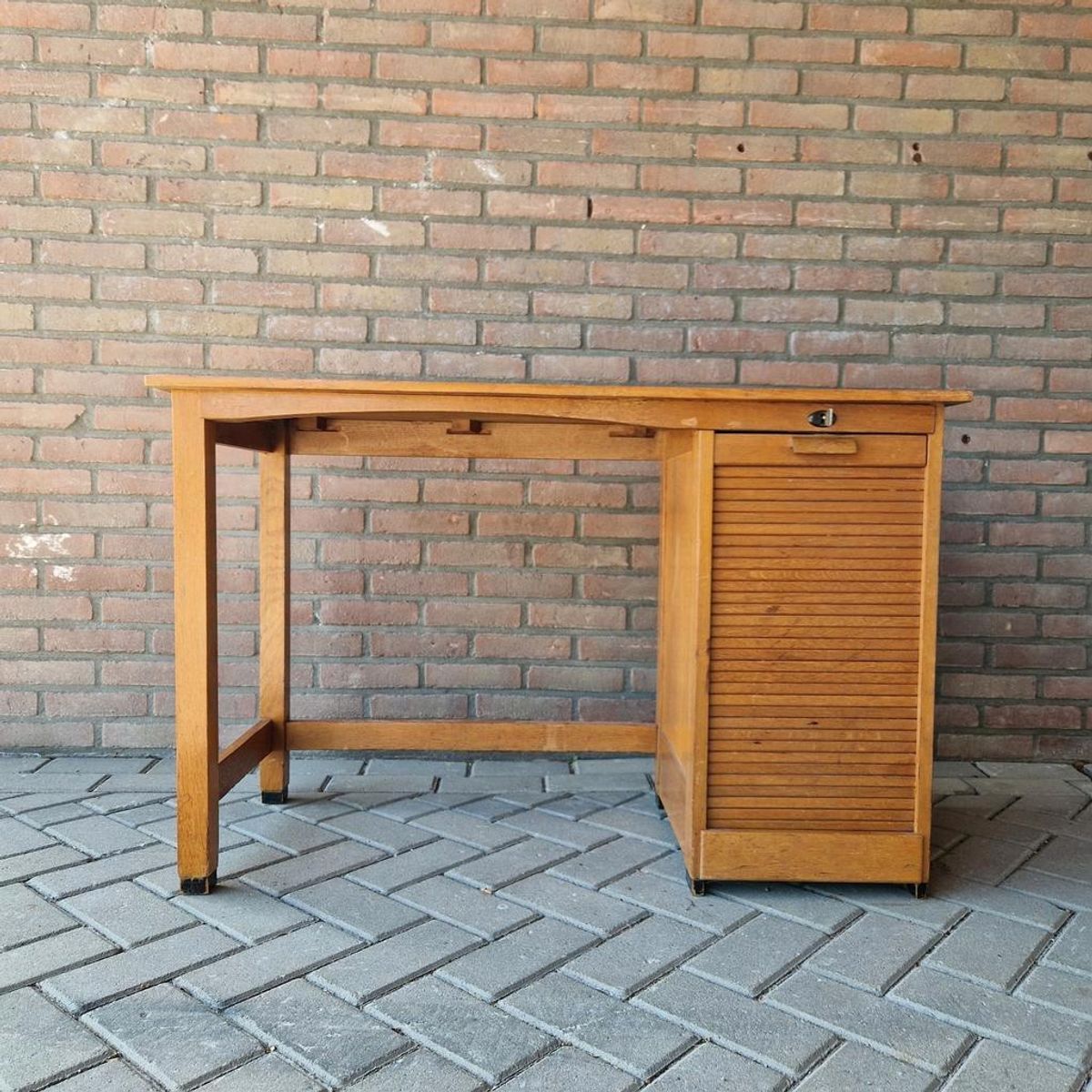 Antiek Artdeco Bureau Beuken Bureau Vintage image 9
