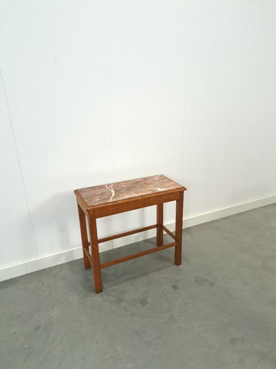 Oude Houten Tafel Met Marmeren Blad image 10