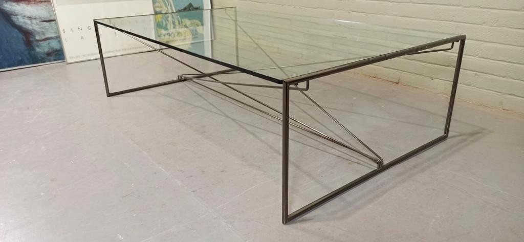 Vintage Postmodern Glas En Metaal Salontafel image 4