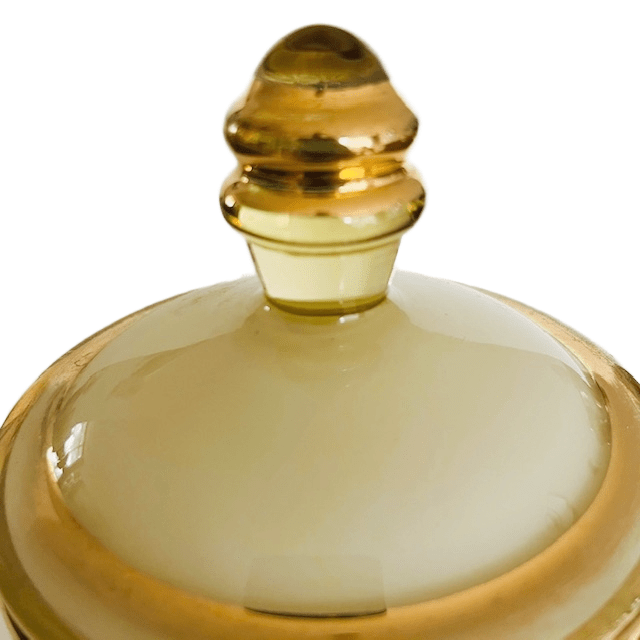 Art Deco Sieradendoosje Glas Goud Geel Glanzend 1950’s image 4