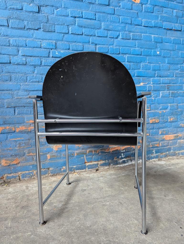 Vintage Arco Bk Eetstoelen -chrome & Zwart- image 7