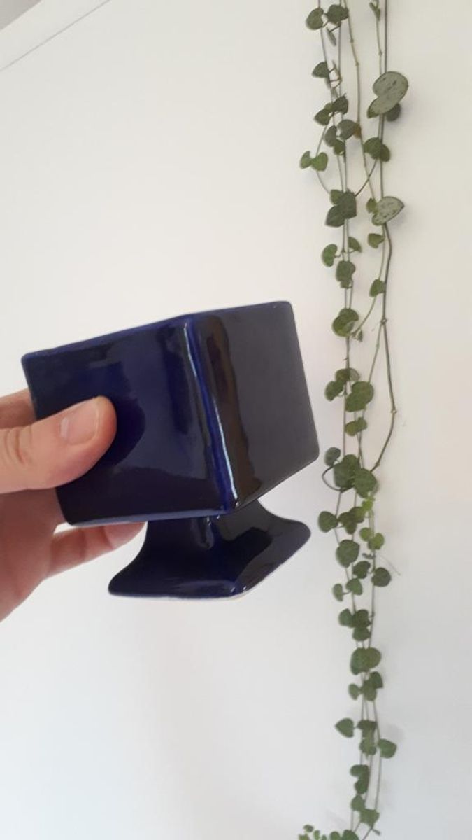 Vintage Bloempotje Bloempot Potje Keramiek Blauw Potje image 2
