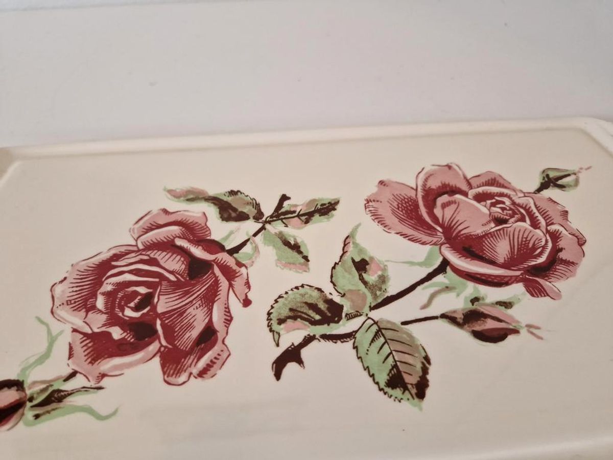 Antiek Porselein Dienblad Taart Schaal Rozen image 4