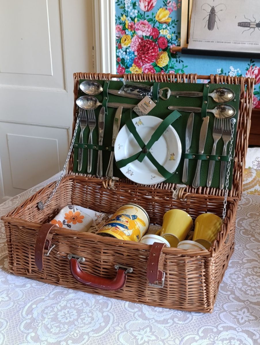 Vintage Picknickmand Van Optima England, Uniek & Duurzaam Gerestyled image 4