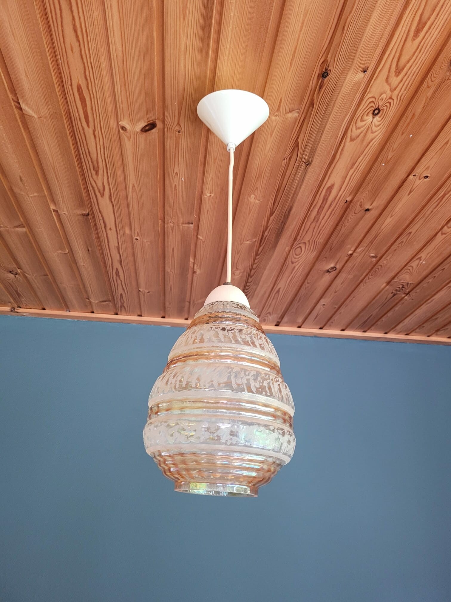 Italiaanse Glazen Hanglamp Jaren 60 image 3