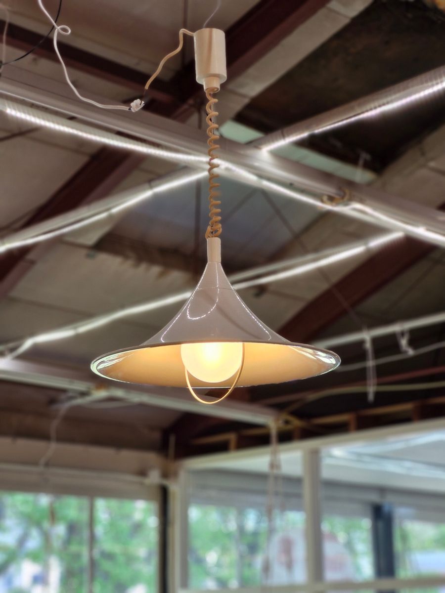 Vintage Heksenhoed Lamp Wit 70s image 5