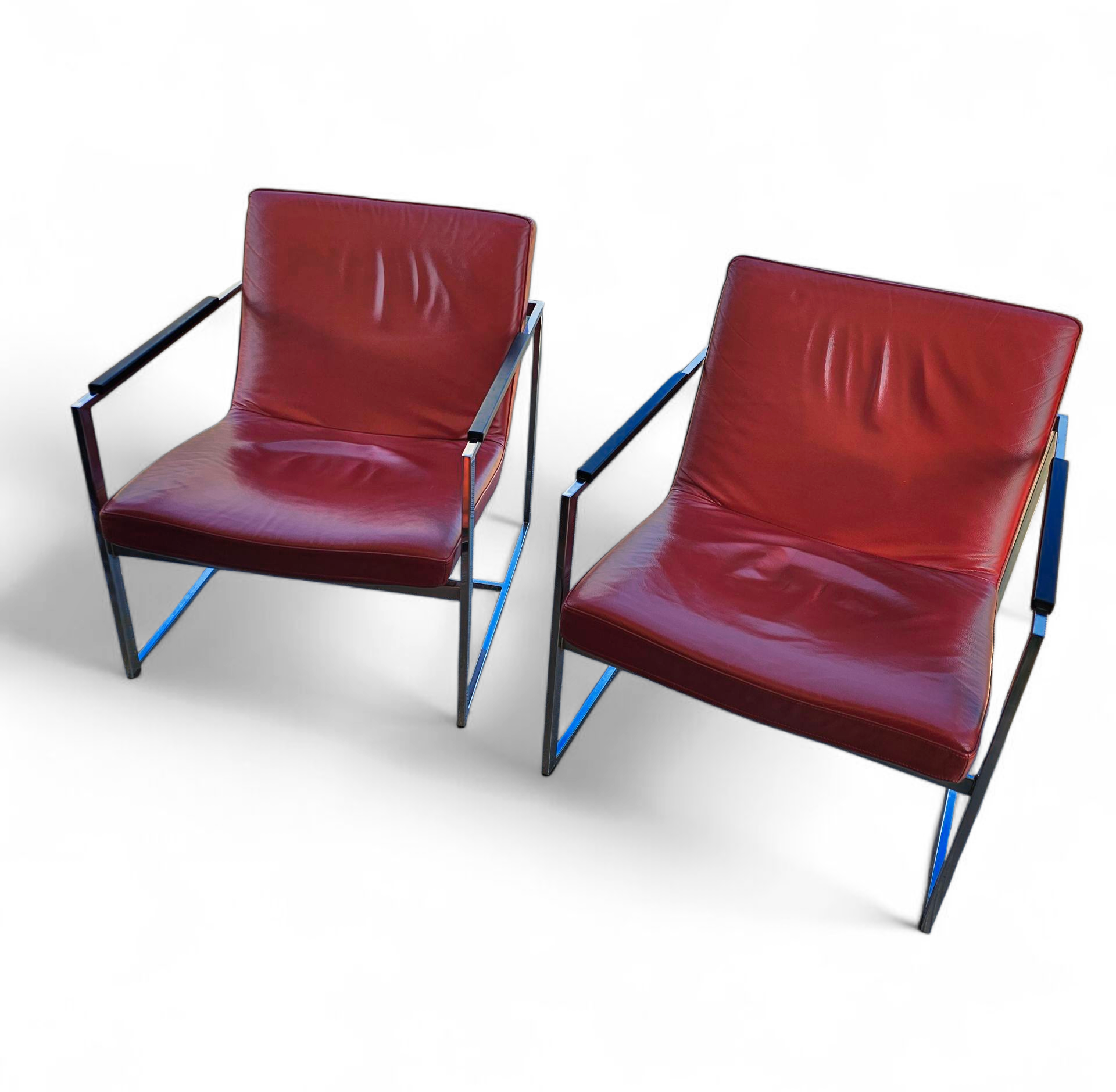 2 X Oscar Lounge Chair / Martin Haksteen / Harvink / Red Leather / Very Good Condition / 1980s image 2