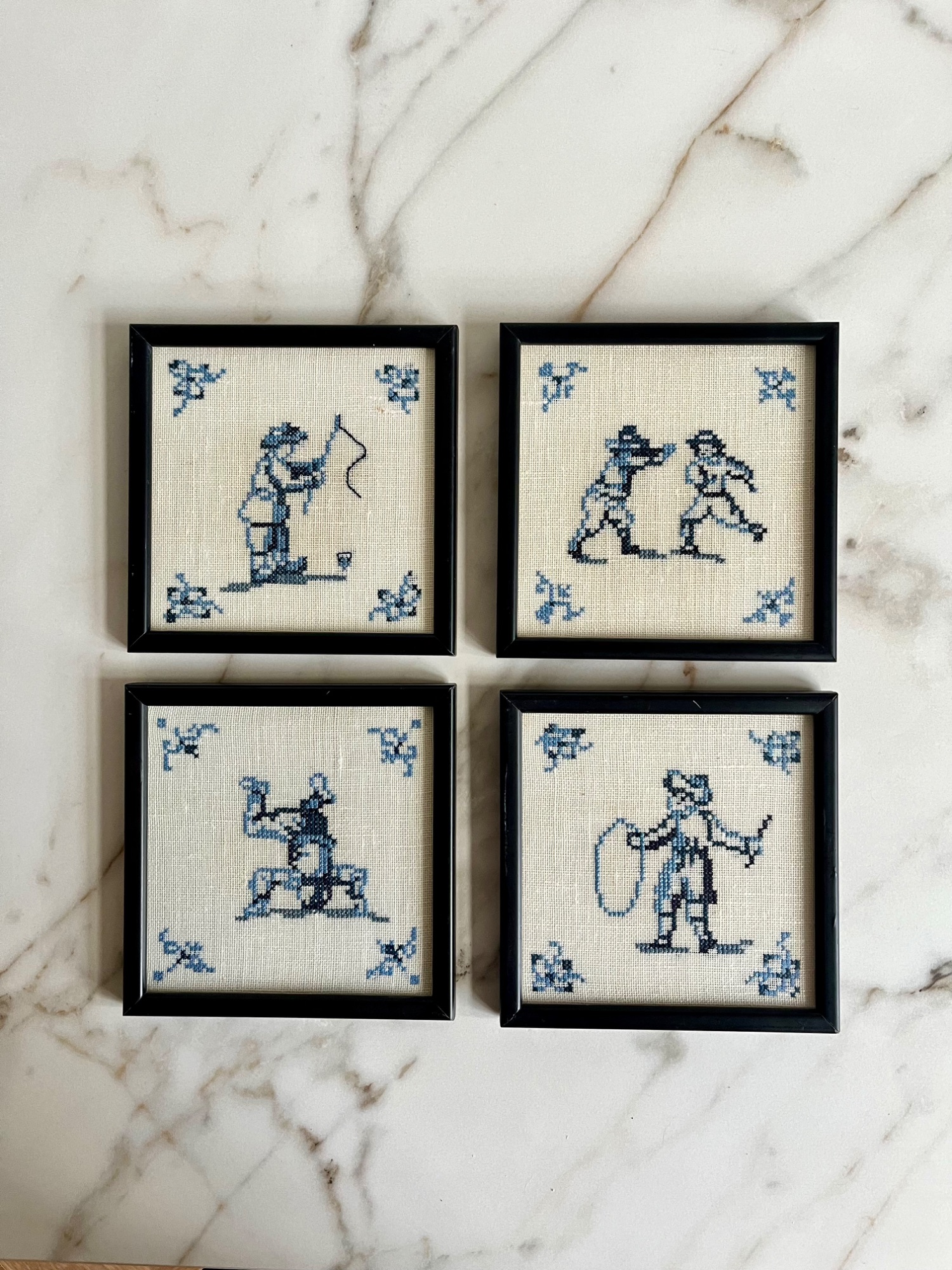 4x Dlefsblauwe Tegel Als Burduurwerk image 2