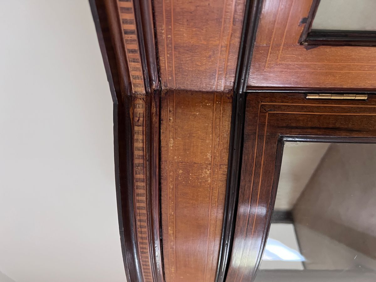 Antiek Engels Mahonie Vitrinekast Met 1 Deur, Met Bol Glas, 122 Cm Breed image 5