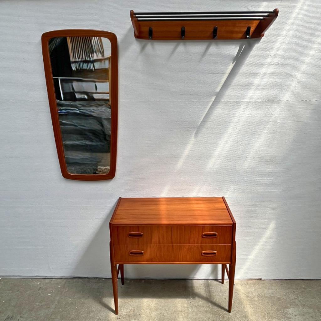 Midcentury Modern Design Kapstok, Hoedenplank 4 Haken Zwart image 4