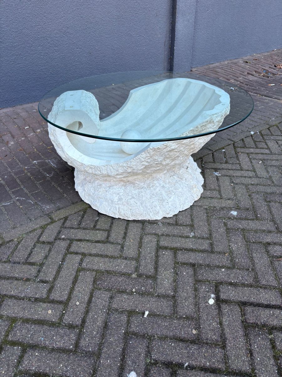 Vintage Parel Salontafel Van Fossielsteen image 5