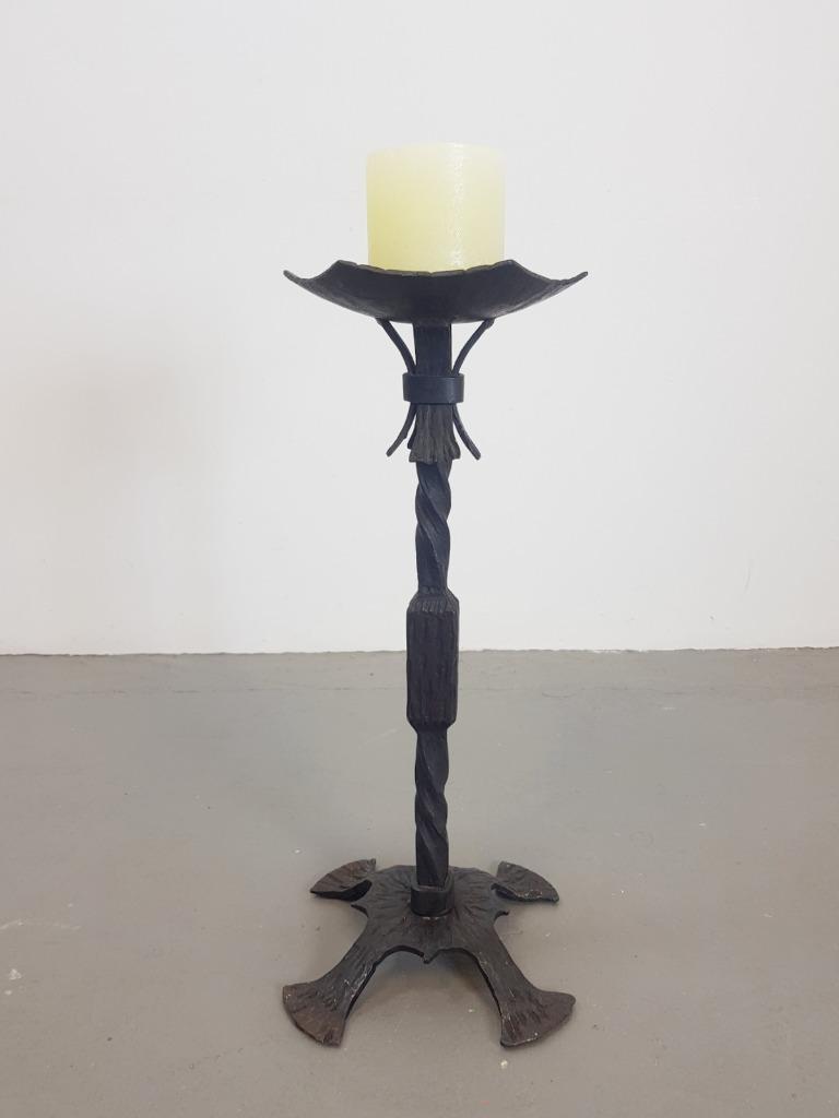 Vintage Brutalist Vloer Kandelaar Cast Iron Mid Century 1960 image 7