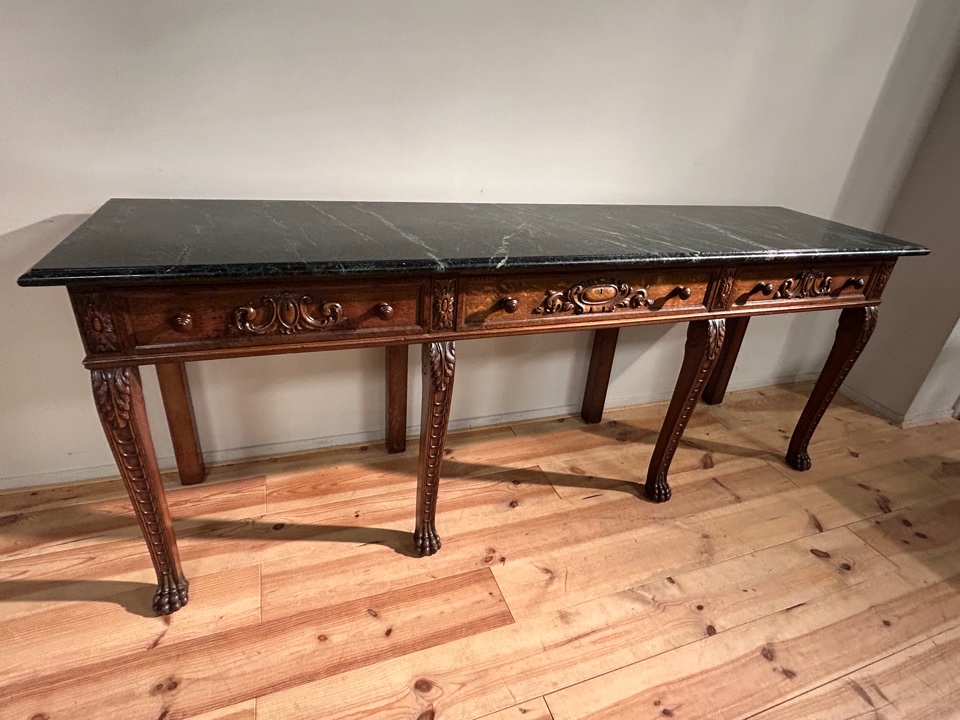 Eiken Serving Dish Table Met Groene Marmer image 11