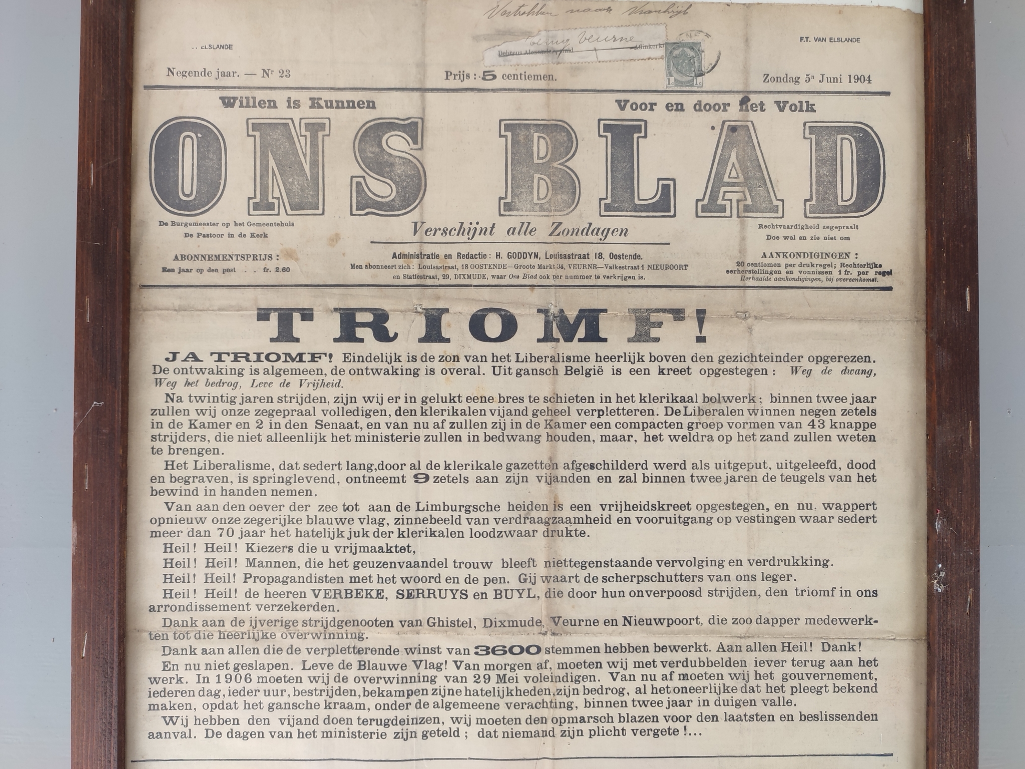 Affiche 'Ons Blad' 1904 - Overwinning Liberalen image 6