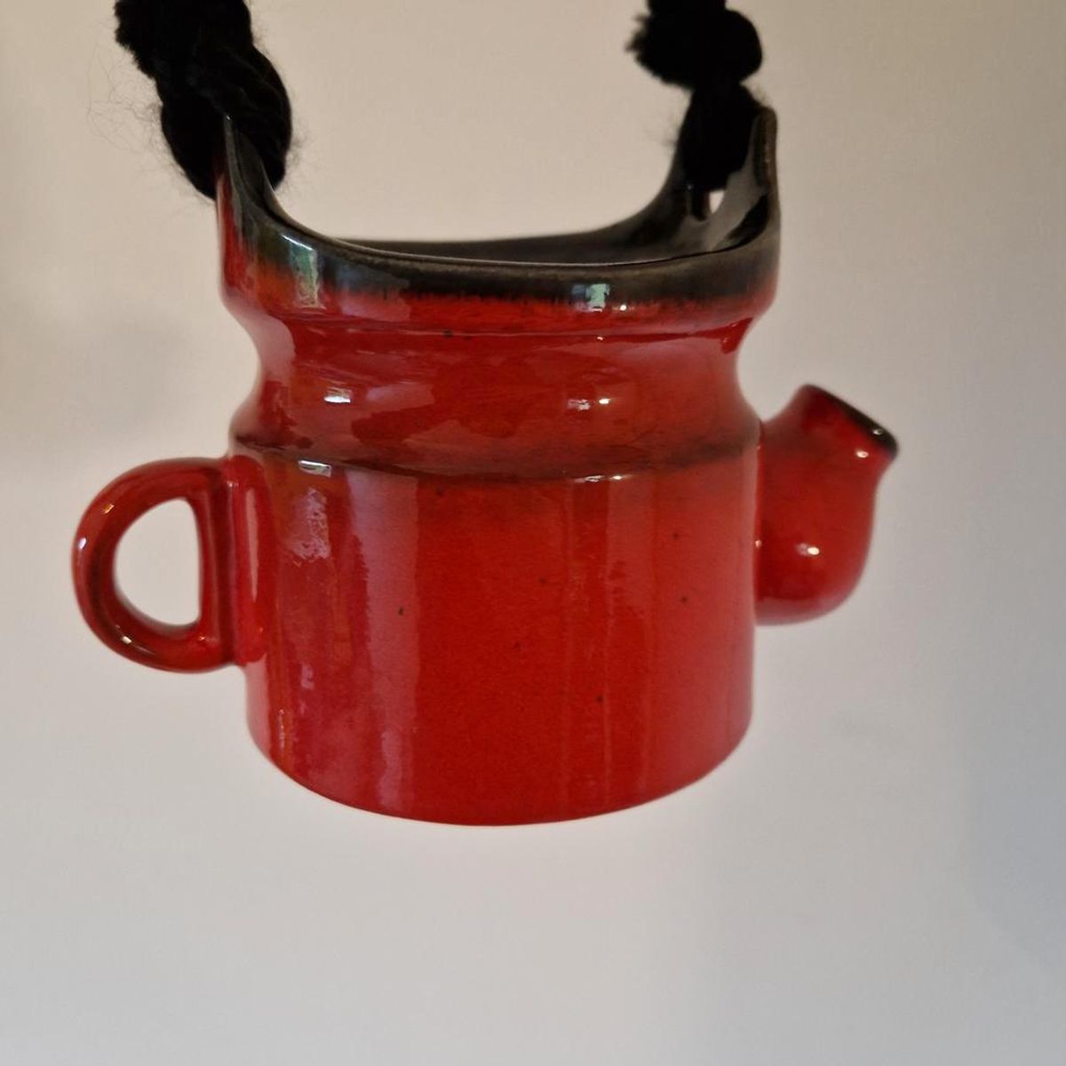Vintage Hangpot Rode Keramieke Bloempot image 3