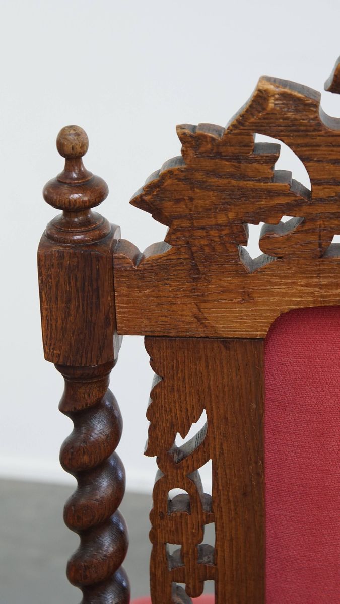 Majestueuze Antieke Set Van 2 Hollandse Eetkamerstoelen Met Mooi Houtsnijwerk image 12