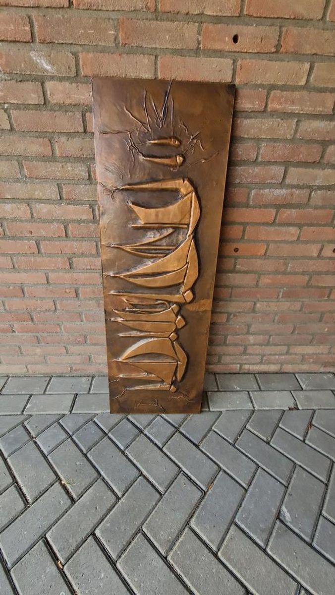Maritiem Koper Kunst Vintage Schilderij Brutalistische Stijl image 10