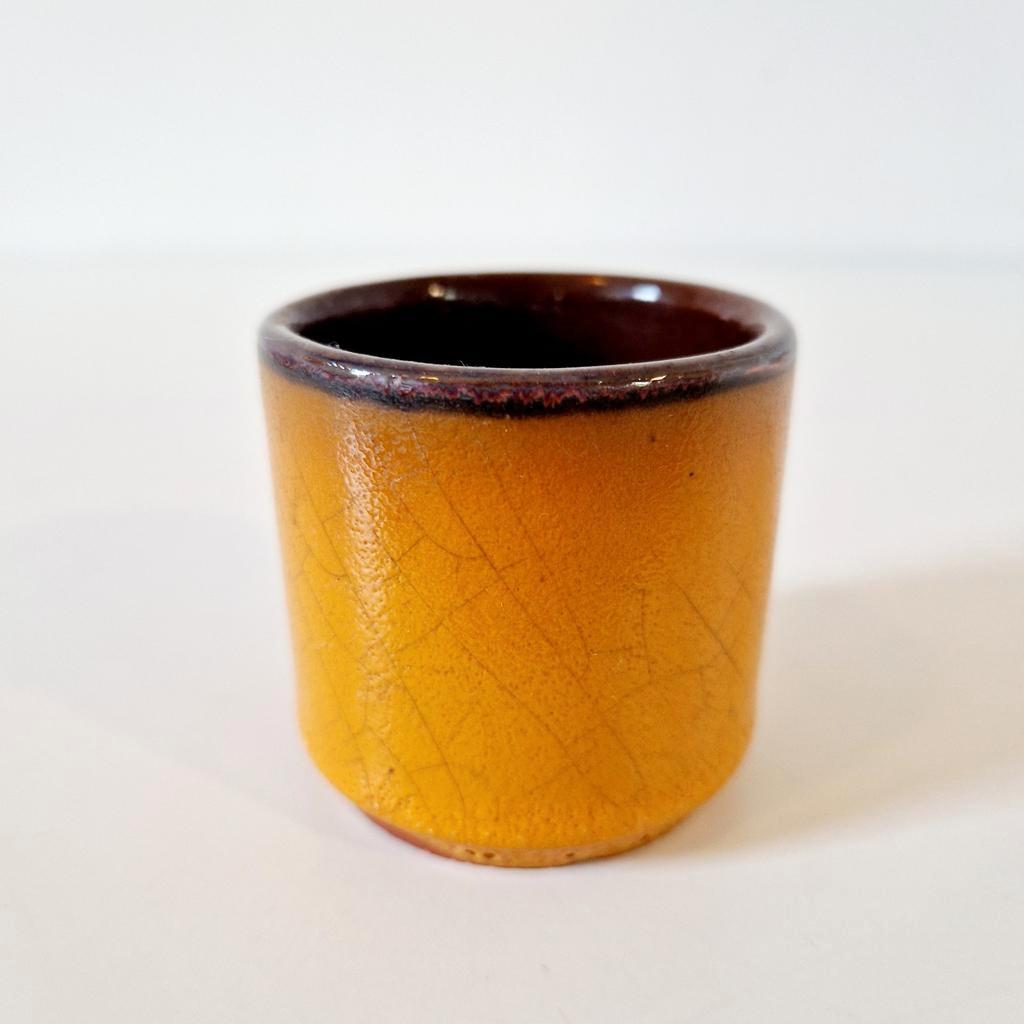 70's Vintage Bloempotje Oranje Minipotje Kamerplant Pot image 4