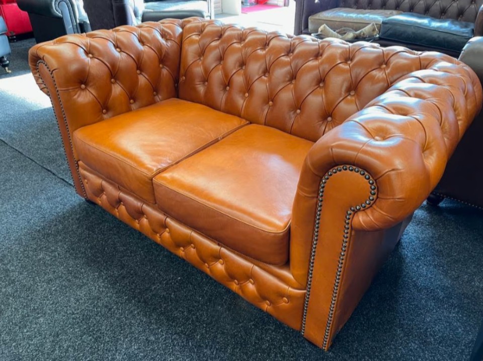 Chesterfield Brighton 2 Zits Camel Leer image 8