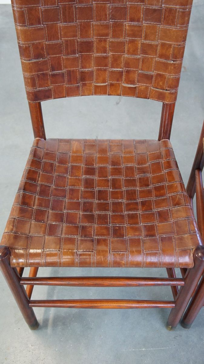 Set Van 6 Schuitema Eetkamerstoelen Uit De Shaker Collectie Met Gevlochten Leren Zitting image 7