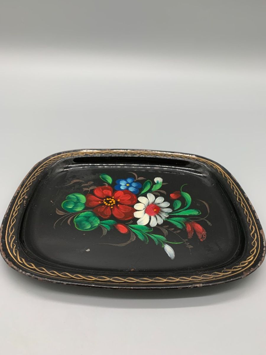 Handbeschilderd Dienblad Metaal Bloemdecor image 3